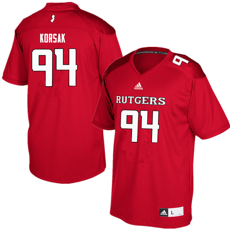Men #94 Adam Korsak Rutgers Scarlet Knights College Football Jerseys Sale-Red